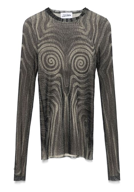 l/s printed spitral top woman balck  JEAN PAUL GAULTIER | 25/34-F-TO270-T587000203